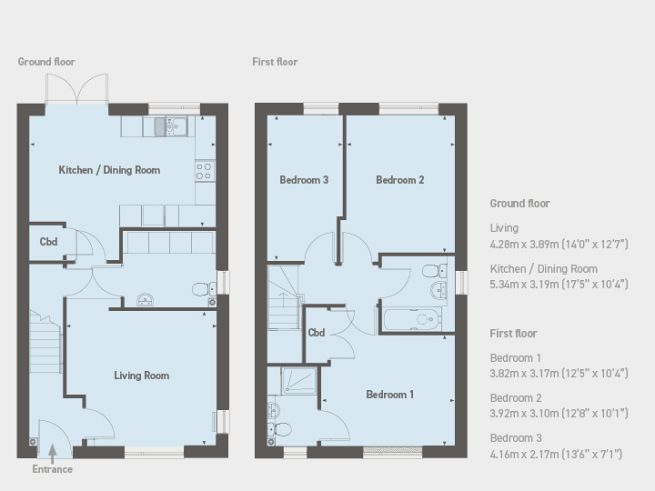 Floor plan, 3 bedroom house  - artist's impression subject to change